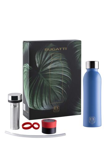 COFFRET CADEAU : BOUTEILLES DOUBLE 500 ML BLEU CINQUETERRE, KIT INFUSION ET KIT COUVERCLE SPORT ROUGE