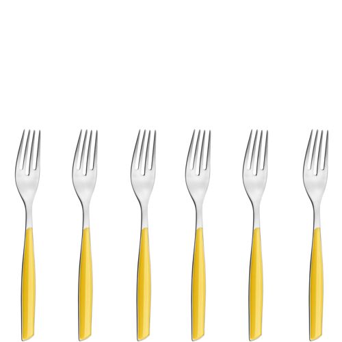 SET 6 FORCHETTE FRUTTA GLAMOUR GIALLO