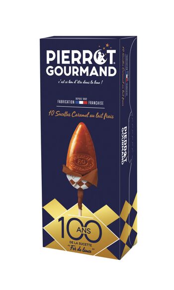 Etui 10 sucettes Caramel au lait frais PIERROT GOURMAND 1