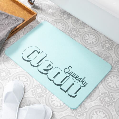 Squeaky Clean Aqua Blue Stone Non Slip Bath Mat