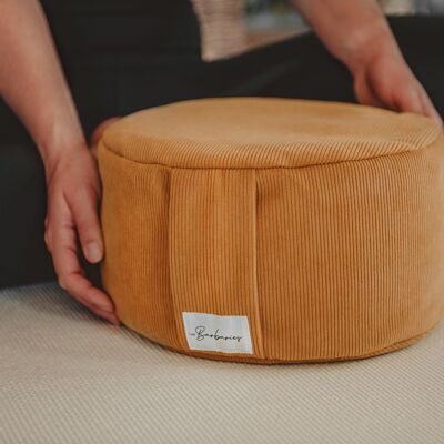 High meditation cushion - Zafu - Ocher yellow velvet