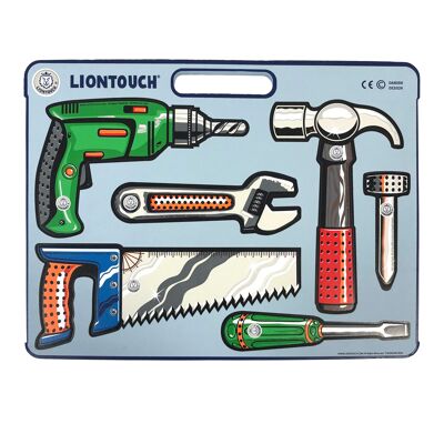 Werkzeugset – Bohrmaschine, Hammer, Säge, Schraubendreher, Schraubenschlüssel und Nagel – Spielzeug für Kinder