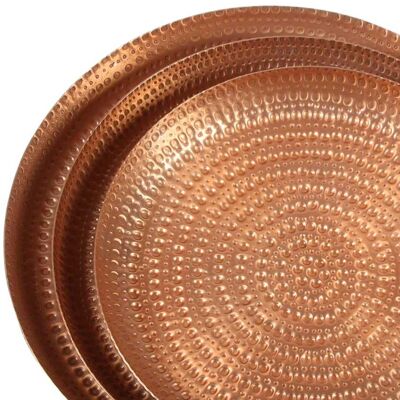 Oriental tray Zana copper look set of 3 round with hammer finish | Serving tray Decorative tray made of hammered aluminium