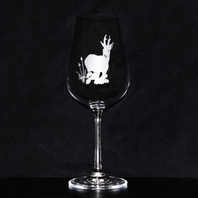 Bicchiere da vino con incisione cervo | bicchiere da vino inciso | Calice da vino con motivi di caccia | realizzato in cristallo