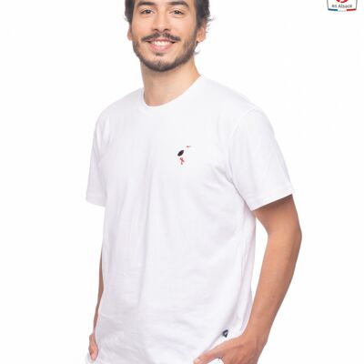 Unisex-T-Shirt mit Storchstickerei