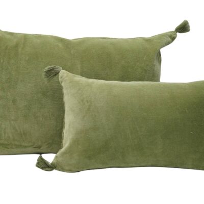 Coussin velours BROUSSE avec pompom 20X35