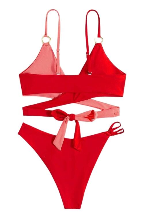 Laura Lily - Bikini Bañador para Mujer de Bicolor Liso. Conjunto de 2 Piezas Top y Braguita para la Playa Este Verano