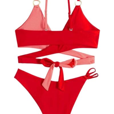 Laura Lily - Solider zweifarbiger Damen-Bikini-Badeanzug. 2-teiliges Set Top und Hose für den Strand in diesem Sommer