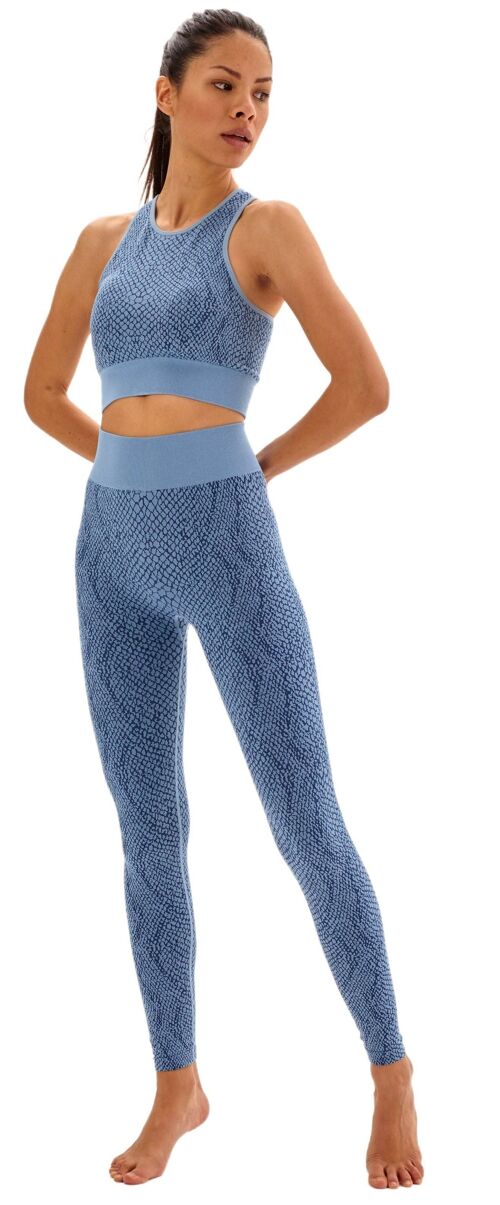 Laura Lily - Conjunto de ropa deportiva para mujer sin costuras de estampado, top fitness y pantalones de push up para yoga y gym.