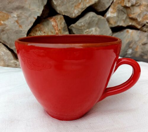 TAZA CERAMICA ARTESANAL  COLOR ROJO