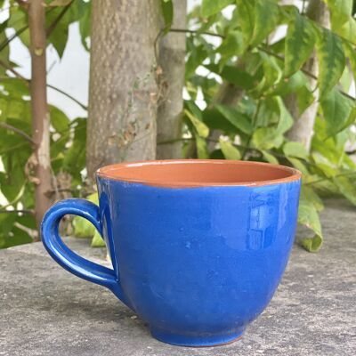 TAZA CERAMICA ARTESANAL AZUL MARINO