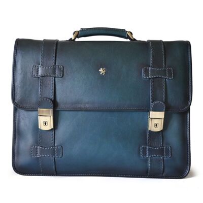 Pratesi Briefcase Vallombrosa in cow leather - Bruce Blue
