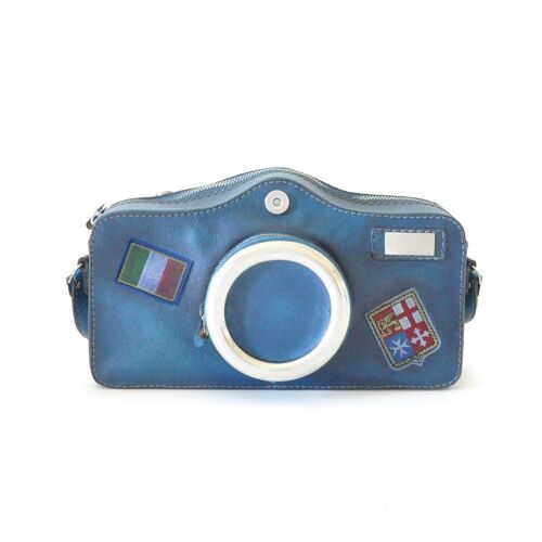Pratesi Photocamera Bruce Cross-Body Bag in cow leather - Bruce Blue