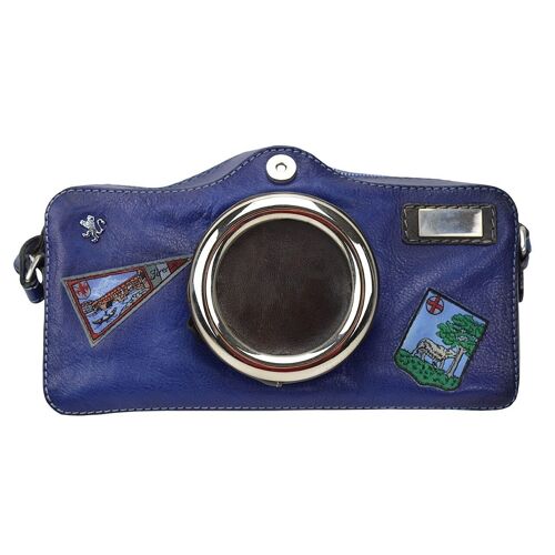Pratesi Photocamera Bruce Cross-Body Bag in cow leather - Bruce Electric Blue