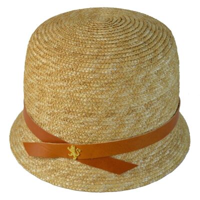 Sombrero de Paja Pratesi Nonna S205 (56cm) en Paja Natural y Piel Italiana Genuina - Sombrero de Paja Nonna S205 (56cm) Cognac