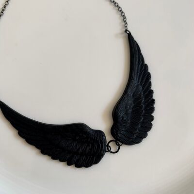 Black Angel necklace in painted brass