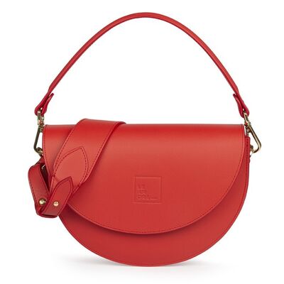 Leandra red leather saddle bag