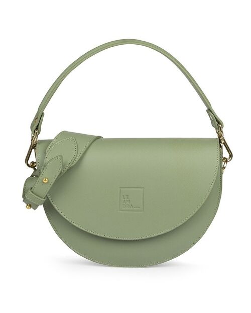 Saddle bag de piel color verde Leandra
