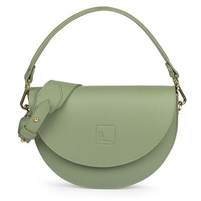 Leandra green leather saddle bag