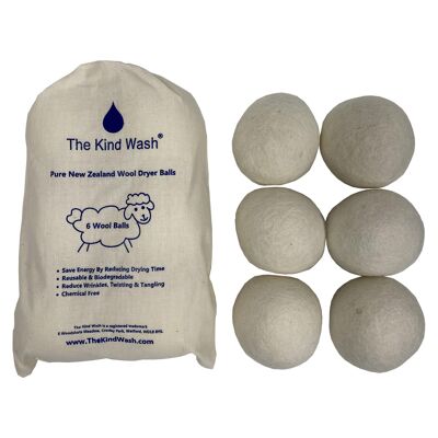 The Kind Wash Lot de 6 boules de séchage en laine grand format