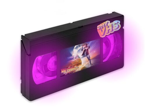 Lampe rétro My VHS avec le visuel que vous souhaitez Couleur Rose.  90s, 80s, veilleuse, cinéma, décoration intérieure chambre bureau salon, LED, cadeau