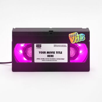 Lampe rétro My VHS avec le visuel que vous souhaitez Couleur Rose.  90s, 80s, veilleuse, cinéma, décoration intérieure chambre bureau salon, LED, cadeau 2