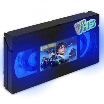Mi lámpara retro VHS con el visual que quieres Color Azul. 90s, 80s, luz nocturna, cine, decoración de interiores dormitorio oficina sala de estar, LED, regalo