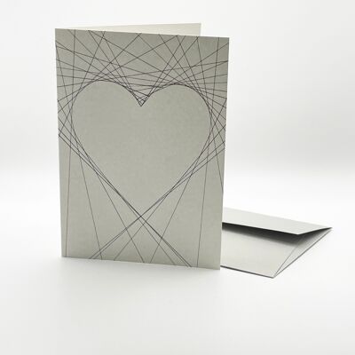 Lovely folding card.   Heart with lines.