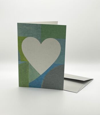 Jolies cartes pliées. Coeur en aqua. 1
