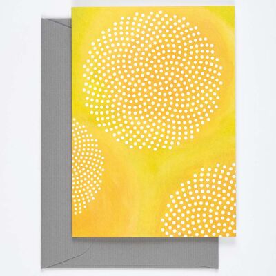 Folding card. Sunflower spots in yellow.