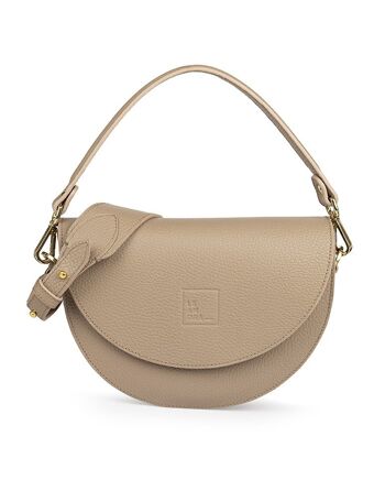 Sacoche Leandra en cuir grainé taupe 5