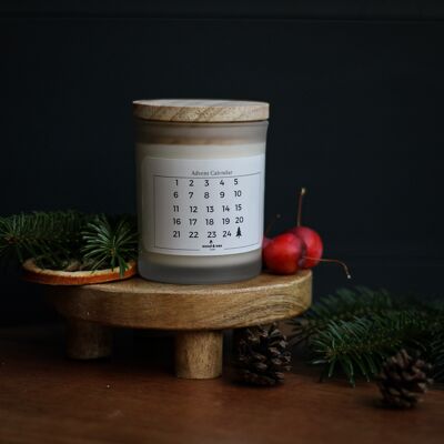 Calendario de Adviento Vela de Soja 200 gr con tapa de madera