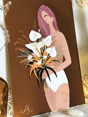 Illustration Femme et fleurs _PINK HAIR 2