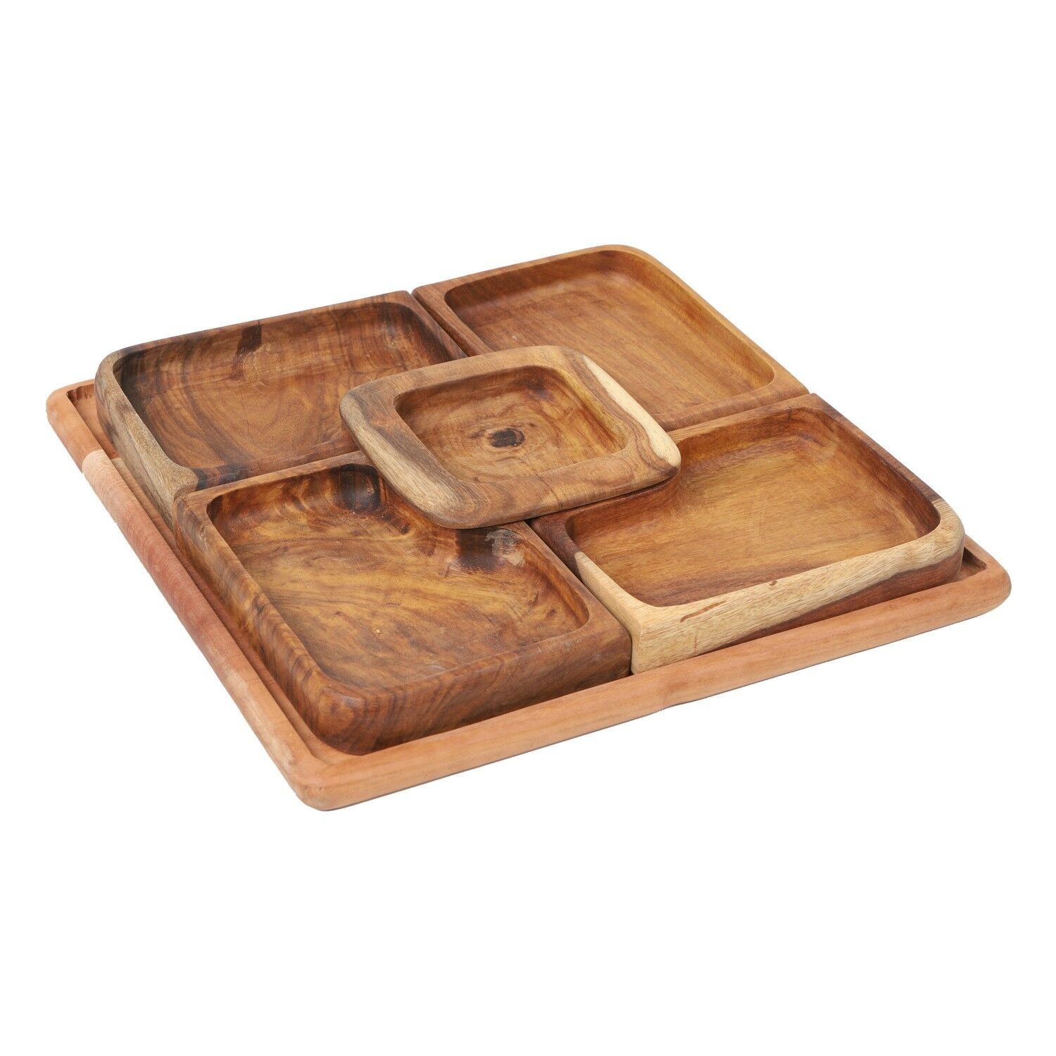 Orientalische Holzschalen Kaya21 im 5er Set mit Tablett