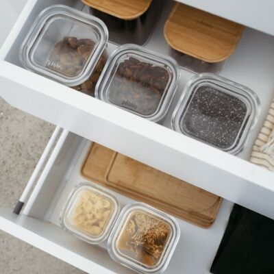 Tall square glass/glass storage box - 500 ml