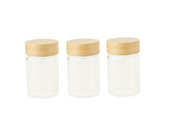 Set de 3 pots avec couvercle à visser verre/bambou - 75 ml 1