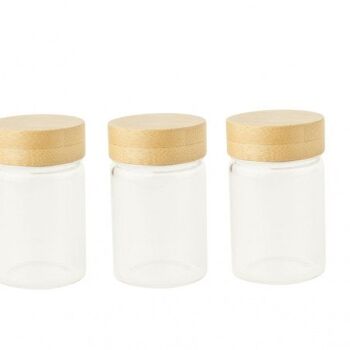 Set de 3 pots avec couvercle à visser verre/bambou - 75 ml 2