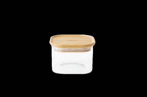 Boîte de conservation carrée verre/bambou - 500 ml