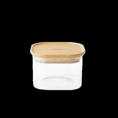 Square glass/bamboo storage box - 500 ml