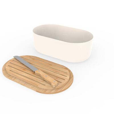 4-in-1 metal/bamboo bread box - cream