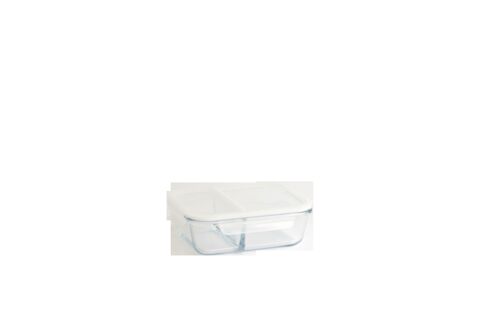 Plat/boîte rectangulaire compartimentée & étanche verre/pp - 950 ml