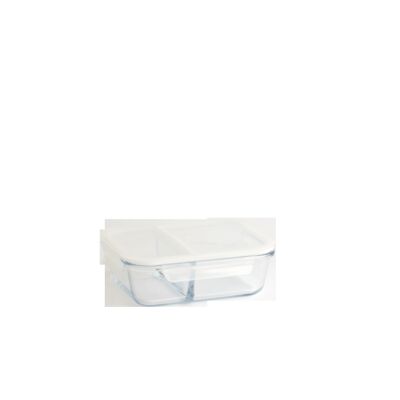 Plato/caja rectangular compartimentado y estanco vidrio/pp - 950 ml