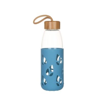 Bottiglia nomade in vetro e silicone - 550 ml - blu