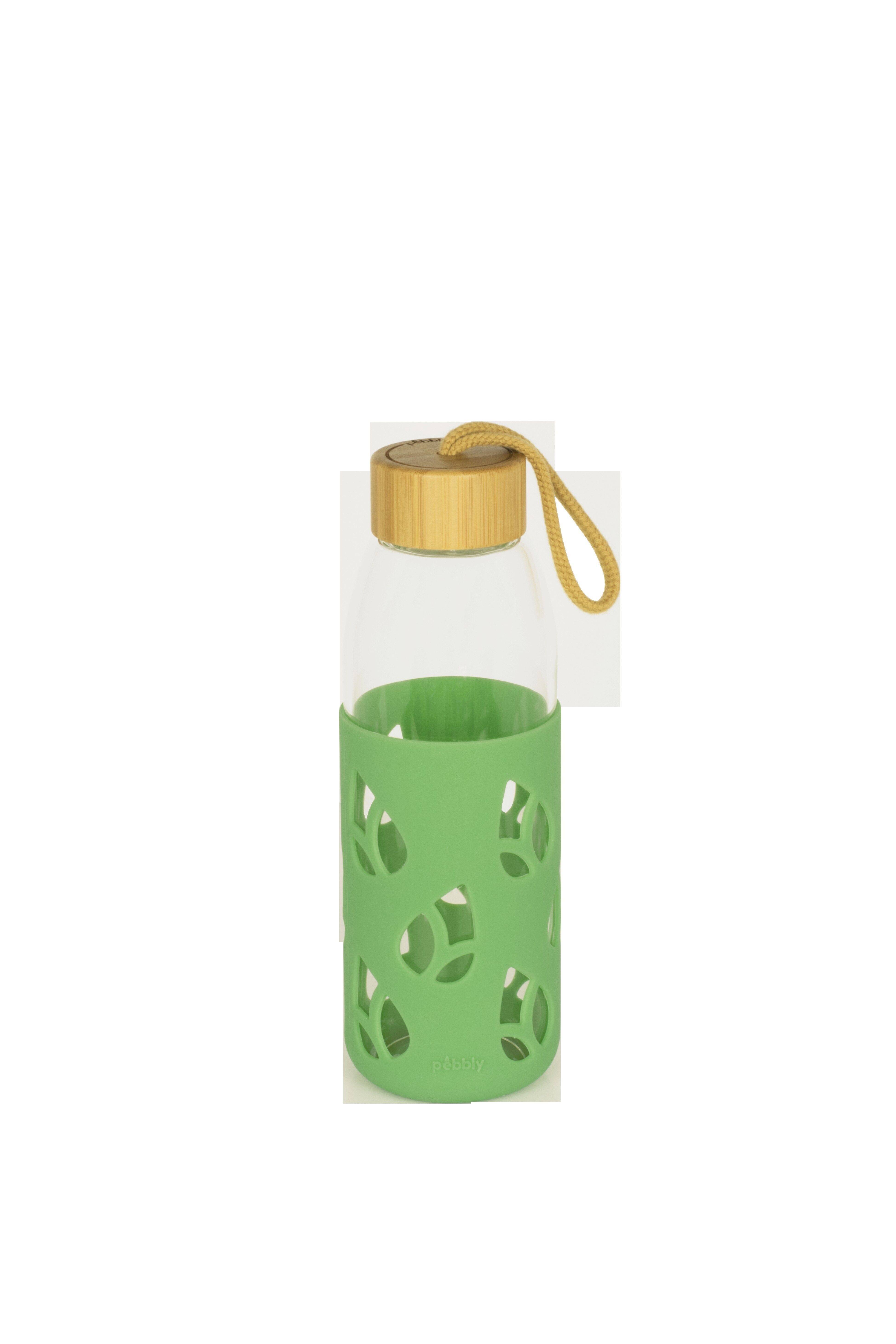 Nomadische Flasche aus Glas und Silikon - 550 ml - Wildgrün