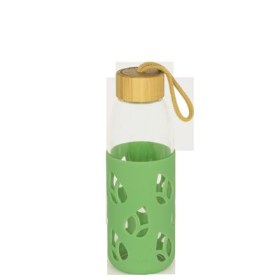 Bouteille en verre et silicone nomade - 550 ml - vert sauvage