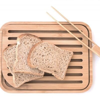 Bread board & toast tongs set