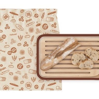 Baker's set: 1 bread board + 1 toast tongs + 1 bread bag