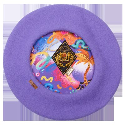 Perreo purple printed beret