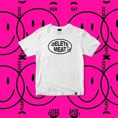 Delete Meat - T-Shirt Rosa Confetto - Piccola - Bianca