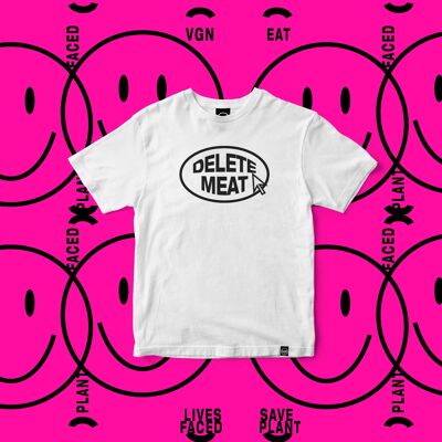 Delete Meat - Candy Pink T-Shirt - Medium - White